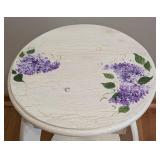 BR - Painted Accent Table with Floral Design, 24 Inch Height