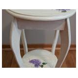 BR - Painted Accent Table with Floral Design, 24 Inch Height