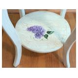 BR - Painted Accent Table with Floral Design, 24 Inch Height