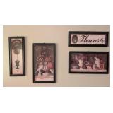 BR - Set of 4 Framed French Floral Prints Wall Art