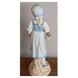 BR - Large Vintage Porcelain Figurine of Girl with Bonnet and Basket