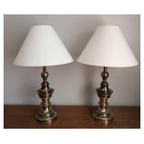 BR - Pair of Stiffel Brass Table Lamps with Shades