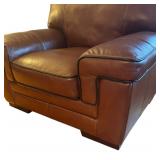 LR - Simon Li Stampede Cognac Leather Chair with Ottoman