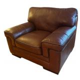 LR - Simon Li Stampede Cognac Leather Chair with Ottoman