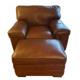 LR - Simon Li Stampede Cognac Leather Chair with Ottoman