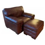 LR - Simon Li Stampede Cognac Leather Chair with Ottoman