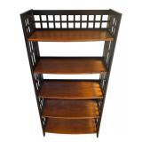 LR - 5-Tier Wooden Bookshelf with Lattice Sides