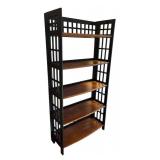 LR - 5-Tier Wooden Bookshelf with Lattice Sides