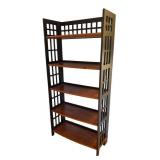LR - 5-Tier Wooden Bookshelf with Lattice Sides