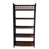 LR - 5-Tier Wooden Bookshelf with Lattice Sides