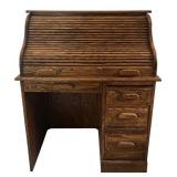 FR - Vintage Oak Roll Top Desk