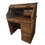 FR - Vintage Oak Roll Top Desk
