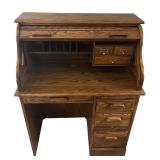 FR - Vintage Oak Roll Top Desk