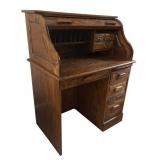 FR - Vintage Oak Roll Top Desk