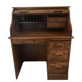 FR - Vintage Oak Roll Top Desk