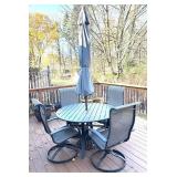 BY - Patio Table with 4 Swivel Chairs and Umbrella