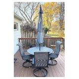 BY - Patio Table with 4 Swivel Chairs and Umbrella