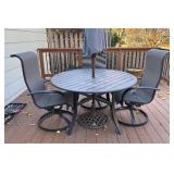 BY - Patio Table with 4 Swivel Chairs and Umbrella