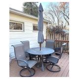 BY - Patio Table with 4 Swivel Chairs and Umbrella