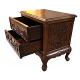 FR - Vintage Carved Wood Louis XV Style Accent Table with Floral Motif