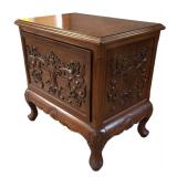 FR - Vintage Carved Wood Louis XV Style Accent Table with Floral Motif