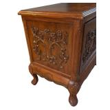 FR - Vintage Carved Wood Louis XV Style Accent Table with Floral Motif