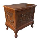 FR - Vintage Carved Wood Louis XV Style Accent Table with Floral Motif
