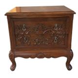 FR - Vintage Carved Wood Louis XV Style Accent Table with Floral Motif