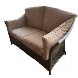 P - Wicker Patio Sofa Set with Two Chairs and Glass-Top Table