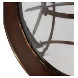 FR - Pair of Glass Top Wood Side Tables