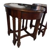 FR - Pair of Glass Top Wood Side Tables