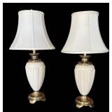 FR - Pair of Ceramic and Brass Table Lamps