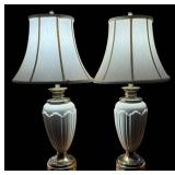 FR - Pair of Ceramic and Brass Table Lamps
