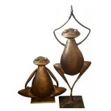 FR - Set of 2 Metal Yoga Frog Sculptures