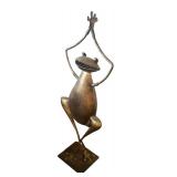 FR - Set of 2 Metal Yoga Frog Sculptures