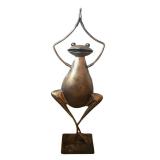 FR - Set of 2 Metal Yoga Frog Sculptures