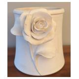 LR - Handmade White Pottery Vase with Rose Design
