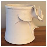 LR - Handmade White Pottery Vase with Rose Design