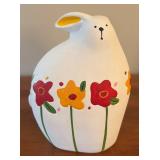 LR - Set of 2 Decorative Ceramic Bunny Figures with Floral Design