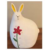 LR - Set of 2 Decorative Ceramic Bunny Figures with Floral Design