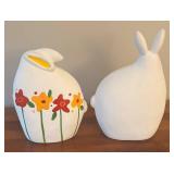 LR - Set of 2 Decorative Ceramic Bunny Figures with Floral Design