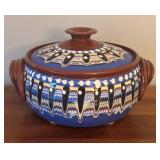 LR - Handcrafted Ceramic Lidded Pottery Dish with Geometric Design