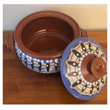 LR - Handcrafted Ceramic Lidded Pottery Dish with Geometric Design