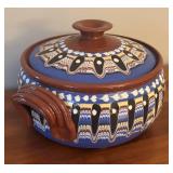 LR - Handcrafted Ceramic Lidded Pottery Dish with Geometric Design