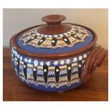LR - Handcrafted Ceramic Lidded Pottery Dish with Geometric Design