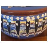 LR - Handcrafted Ceramic Lidded Pottery Dish with Geometric Design