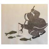 LR - "Good Ice Fishing" Limited Edition Stone Cut Print by Inuit Artist Malaya Akulukjuk