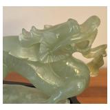 LR - Vintage Jade Dragon Sculpture with Carved Wood Stand