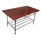 LR - Rectangular Wood and Metal Coffee Table with Shelf