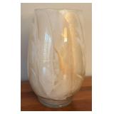 LR - Set of 2 Ceramic Candle Holders with Pillar Candles and Decorative Glass Vase